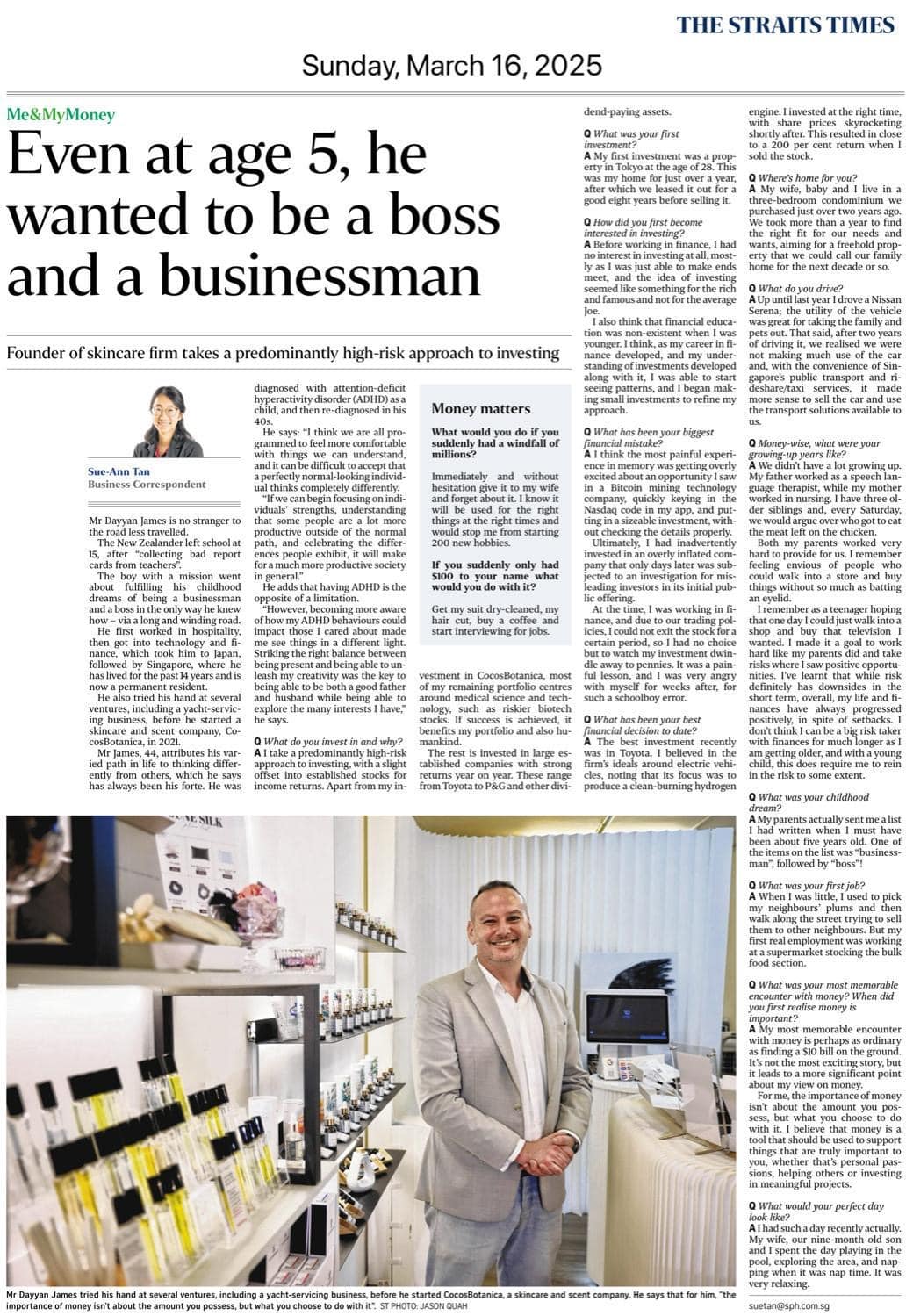 Dayyan James in The Straits Times